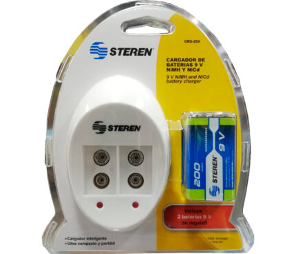 CARGADOR DE BATERIAS 9V CON 2 BATERIAS INCLUIDAS (steren)