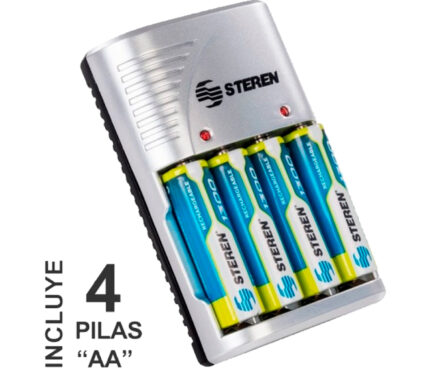CARGADOR DE BATERIAS AA/AAA/9V C/4 PILAS AA (steren)