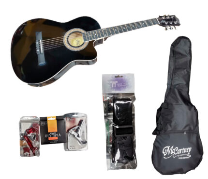 GUITARRA ELECTROACUSTICA NEGRO SLIM CUERDAS DE ACERO (mccar