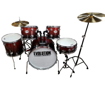 BATERIA (Evolution) HERRAJE CROMO  5PZ COLOR  ROJO