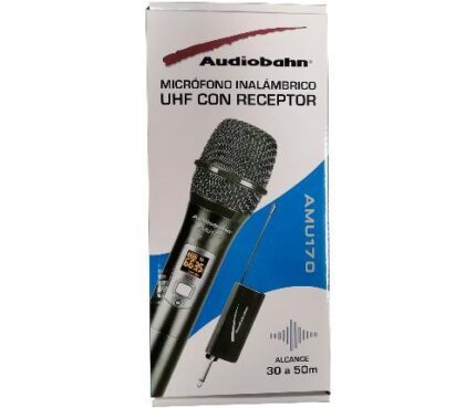 MICROFONO INALAMBRICO (Audiobahn) METALICO CON RECEPTOR RECARGABLE FRECUENCIA UHF MOD AMU170